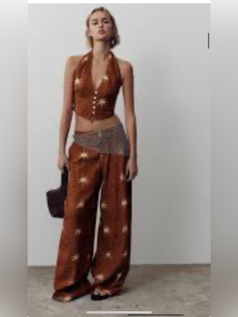 Zara Sun Print Linen Pants